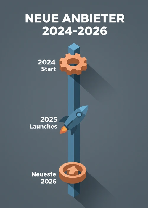 Zeitstrahl neuer Banküberweisung-Anbieter 2024 bis 2026: Start 2024, Launches 2025 und neueste 2026.